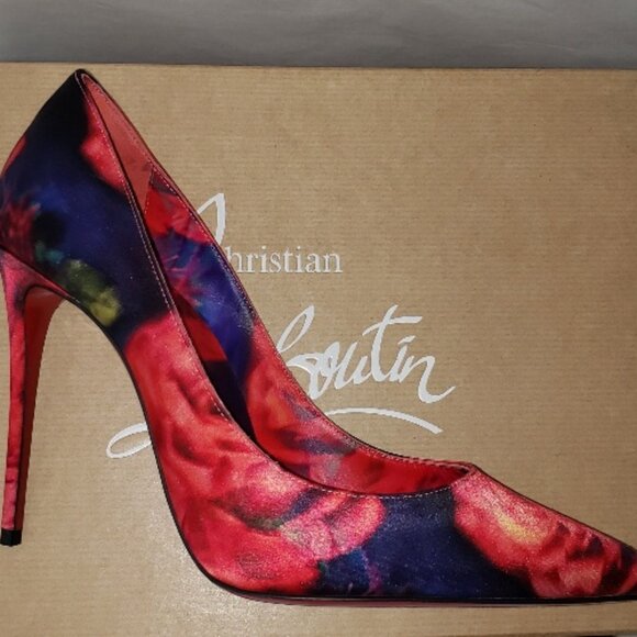 Christian Louboutin Kate 100 floral-print satin-crepe Pump NWT $895 - Picture 12 of 16